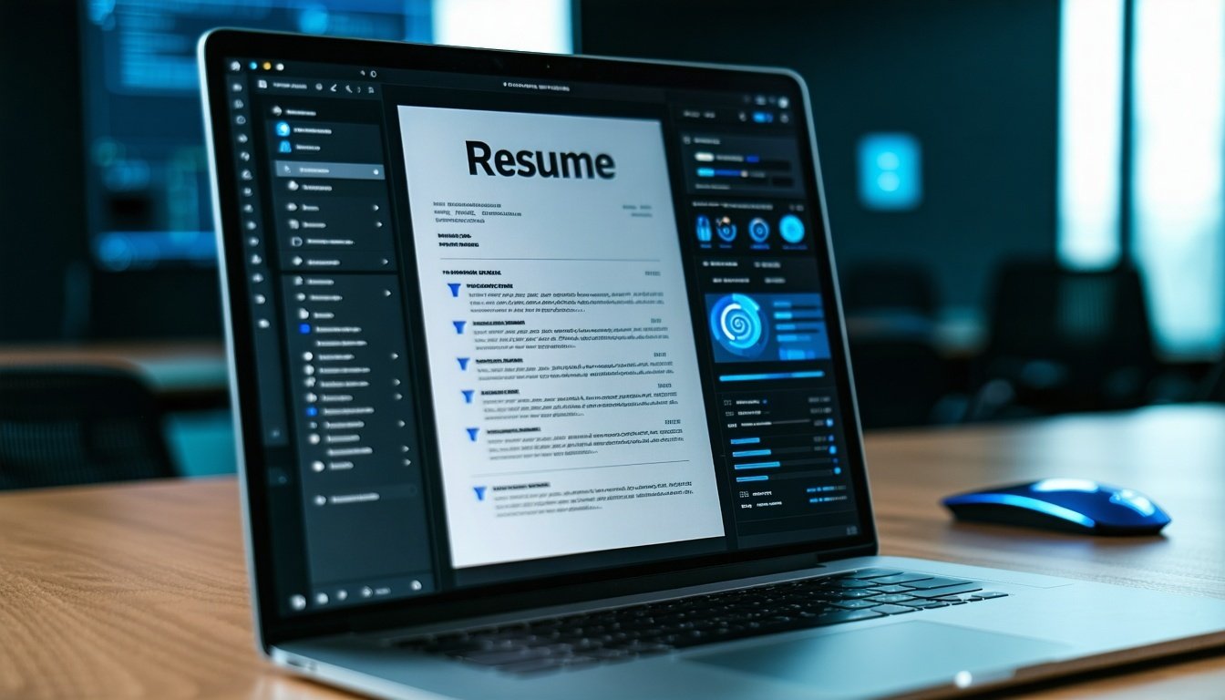 AI analyzing a resume on a laptop screen